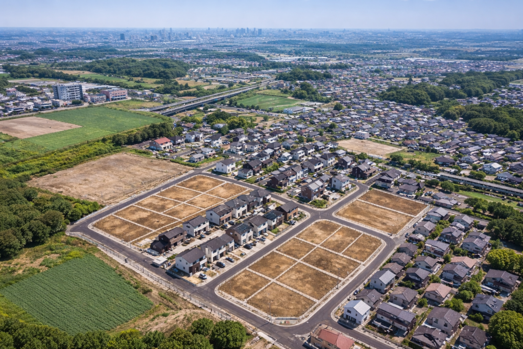 住宅不動産分譲地ドローン撮影